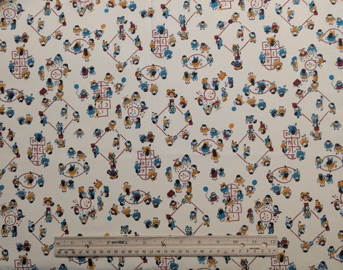 Judie Rothermel for Marcus Brothers Textiles - Cream Fabric / Red, Blue, Green, Gold Children on Playground Print