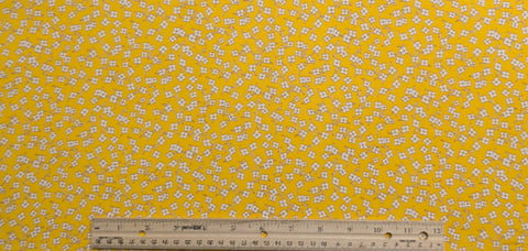 Marcus Bros Textiles - Gold Fabric / White Flower Print