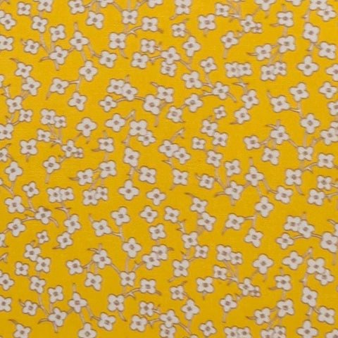 Marcus Bros Textiles - Gold Fabric / White Flower Print
