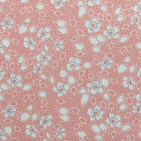 1930's Quilt Revival Collection Reproductions New England Quilt Museum RJR Fashion Fabrics - Pink Fabric / White, Blue Flower and Dot Print