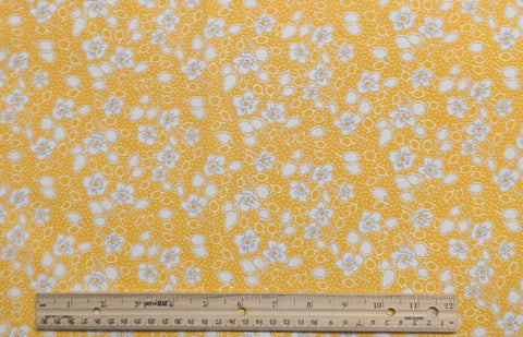 1930's Quilt Revival Collection Reproductions New England Quilt Museum RJR Fashion Fabrics - Yellow Fabric / White, Blue Flower, Dot Print