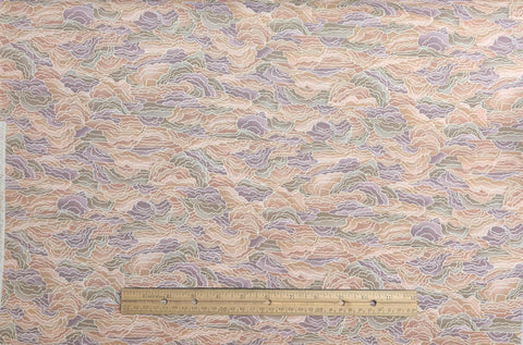 Wood Blocks Hoffman California Fabrics - Tan, Green, Purple, Apricot Patterned Blender Fabric