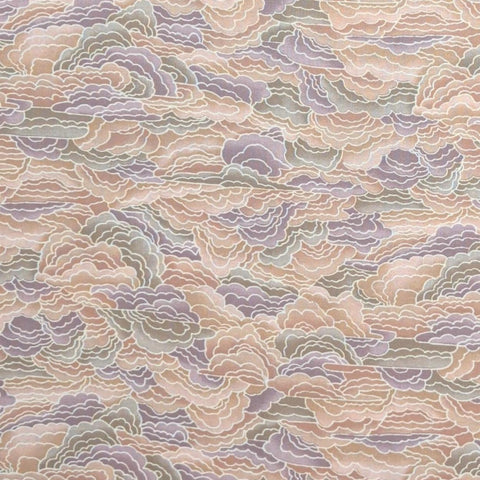 Wood Blocks Hoffman California Fabrics - Tan, Green, Purple, Apricot Patterned Blender Fabric