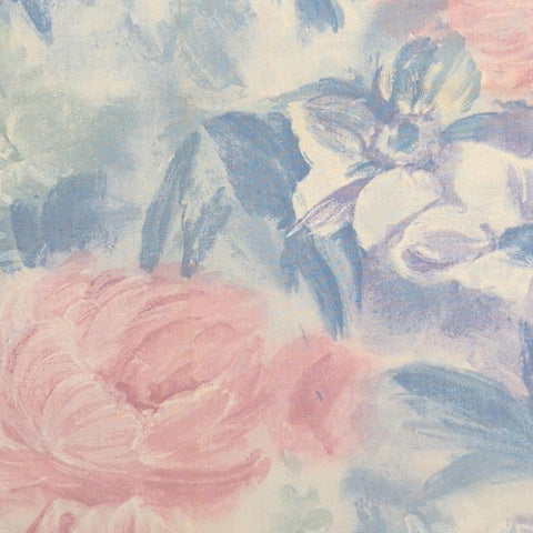 Pink, Blue, Yellow, Giant Watercolor Style Flower Print Fabric - Selvage to Selvage Print
