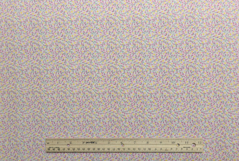 Posie Quilt Collection RJR Fashion Fabrics - White Fabric / Raspberry Micro Dot Background / Pink, Yellow, Green Packed Flower Print