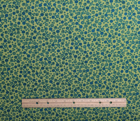 Circle Circle CX3534GREE-D Michael Miller Fabrics - Bright Green Fabric / Blue Circle Print
