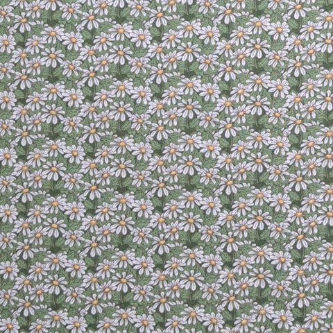 Patchwork Garden 98137-715 Cat Williams for SSI - White, Green, Yellow Field of Daisies Print Fabric