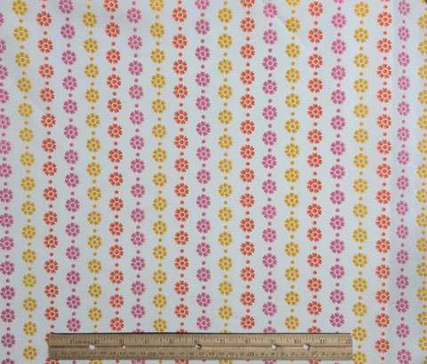 Color Splash G3012-149 SUN Hoffman California International Fabrics - White Fabric / Pink, Orange, Gold Flower and Dot Print
