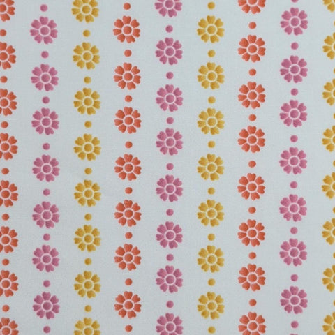 Color Splash G3012-149 SUN Hoffman California International Fabrics - White Fabric / Pink, Orange, Gold Flower and Dot Print