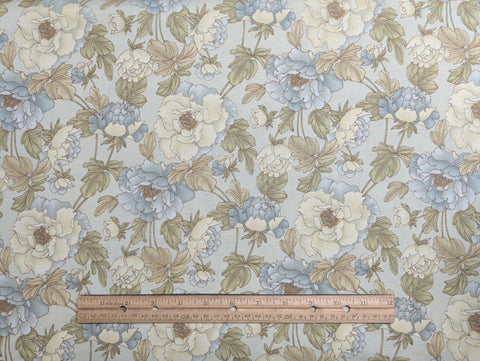 Victoria 2456-55 Benartex - Pale Green Fabric / Green, Blue/Gray Flower Print
