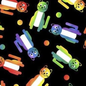 PAWsitivity 3PAW-1 Cats & Dots - Black by Jason Yenter for In the Beginning Fabrics