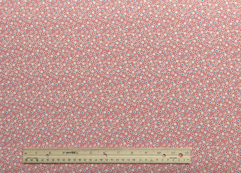 Aunt Grace Sweeties by Judie Rothermel for Marcus Brothers Textiles - White Fabric with Red Mesh Background / Red, Pink, Blue, White Circle