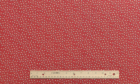 Judie Rothermel for Marcus Brothers Textiles - Red Fabric / White Square / Green, Gold Dot "Applique" Print