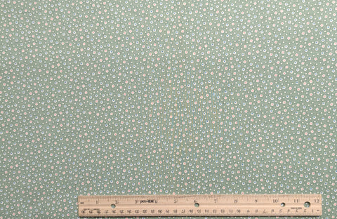 Judie Rothermel for Marcus Brothers Textiles - Green Fabric / White Square / Pink, Blue Square "Applique" Print