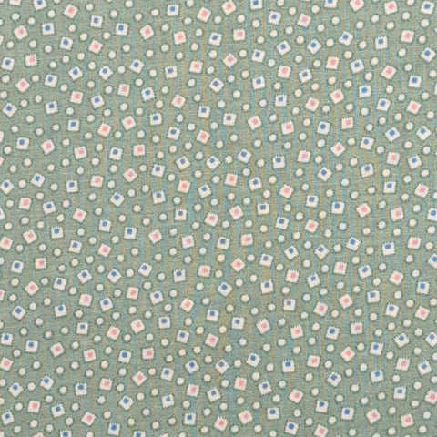 Judie Rothermel for Marcus Brothers Textiles - Green Fabric / White Square / Pink, Blue Square "Applique" Print