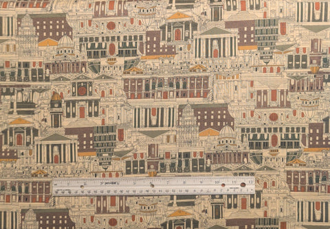 Around the World Hoffman International Fabrics - Tan, Brown, Burnt Orange Packed House Print Fabric