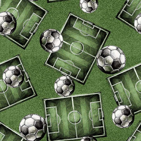 Goalbound by Urban Essence Designs Blank Quilting - Soccer Fields and Balls Green 4751-66