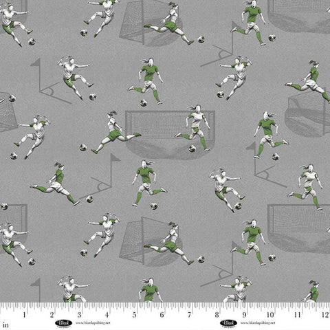 Goalbound by Urban Essence Designs Blank Quilting - Lady Soccer Players Gray 4753-90