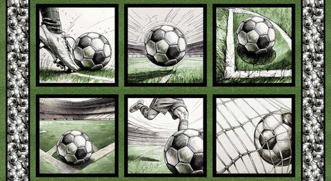 Goalbound by Urban Essence Designs Blank Quilting - 4759B-66 Soccer Blocks Panel ~ 24"x43"