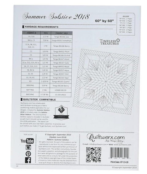 Summer Solstice / Quiltworx.com Judie Neimeyer Quilting / Traditional and Foundation Paper Piecing Pattern
