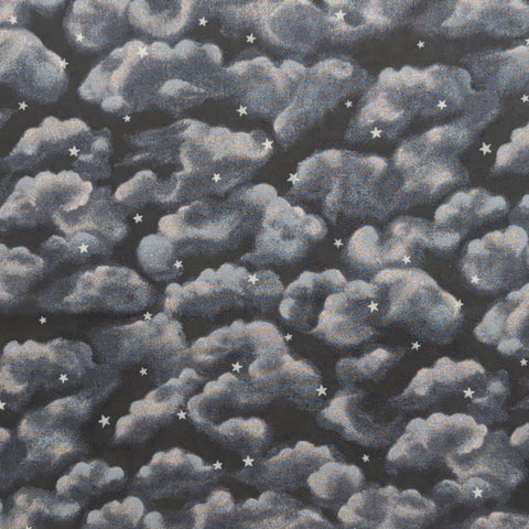 Hoffman International Fabrics - Black Fabric / Gray Tonal Cloud, Gray Star Print