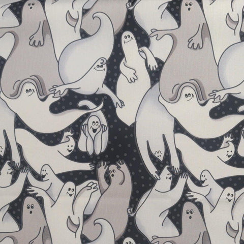 Cynthia Young Hedgehog Productions Moda - Black Fabric / Gray Dot, White and Taupe Packed Ghost Print