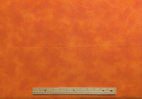 Orange Tonal Blender Fabric / Allover Silver Glitter - Selvage to Selvage Print