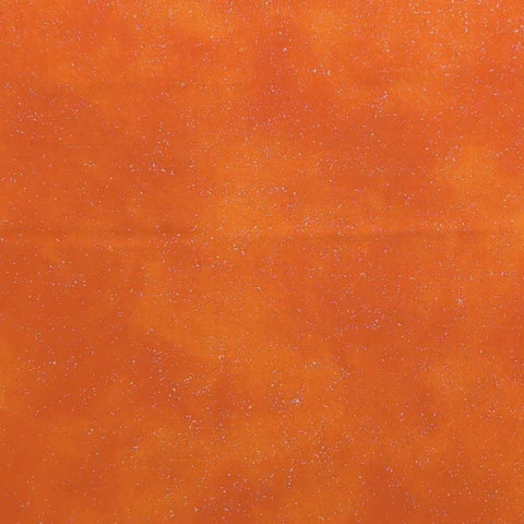 Orange Tonal Blender Fabric / Allover Silver Glitter - Selvage to Selvage Print