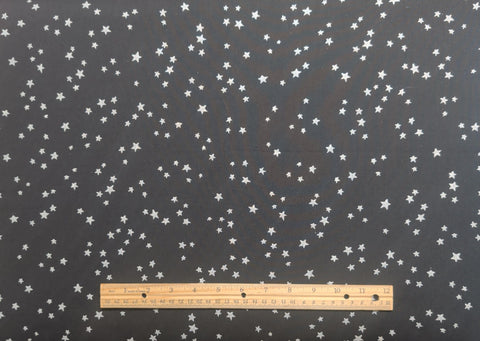 Black Fabric / Tossed Silver Foil Star Print - Selvage to Selvage Print