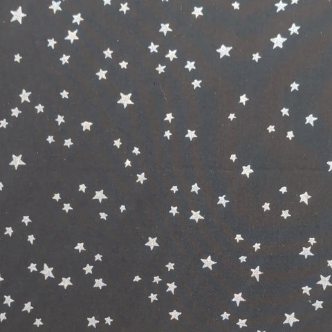 Black Fabric / Tossed Silver Foil Star Print - Selvage to Selvage Print