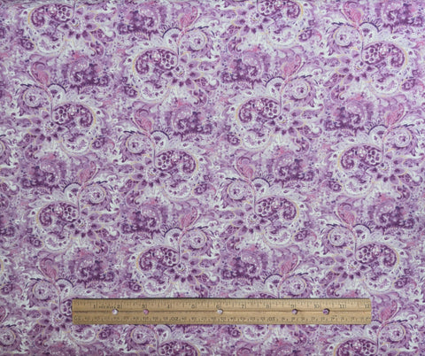 Wild Blush Danhuei Nai Wilmington Prints 89222-616 - White, Lavender, Purple, Pink Packed Paisley Flower Print Fabric