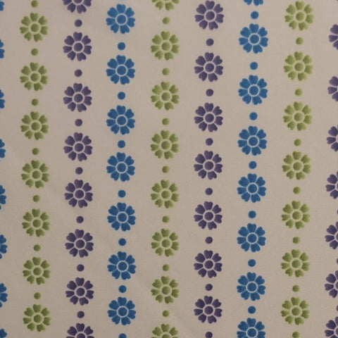 Color Splash G3012-162 JEWEL Hoffman California International Fabrics - White Fabric / Purple, Blue, Lime Green Flower, Dot Print