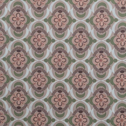 Botanica Collection BO-2155 for Art Gallery Fabrics - White, Tan, Green Medallion Print Fabric