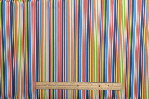 Multiple Choice G4060-30 Multi Hoffman California International Fabrics - Blue, Orange, Navy, Red, White, Green, Yellow Stripe Fabric