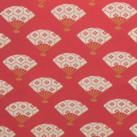 Michael Miller Fabrics 2539 Kimono Fans - Red Fabric / White, Gold Hand Fan Print