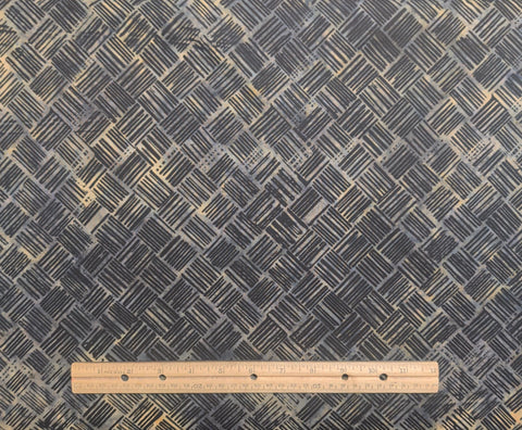 BATIK - Hoffman California International Fabrics L2567-308 Mink - Black, Charcoal, Gold Crosshatch Print Fabric