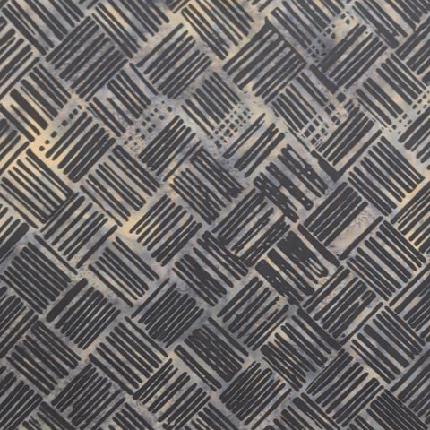 BATIK - Hoffman California International Fabrics L2567-308 Mink - Black, Charcoal, Gold Crosshatch Print Fabric