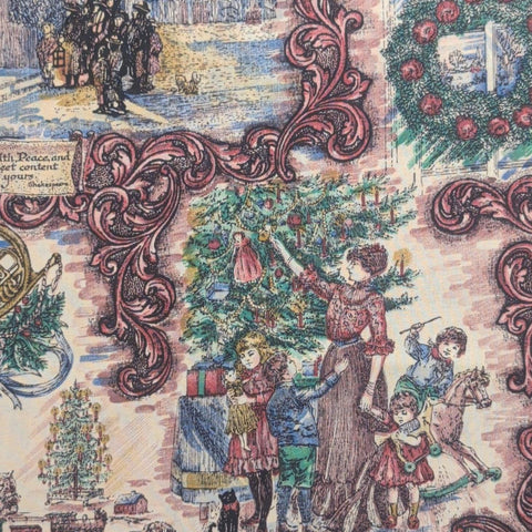 Shades of the Season Jinny Beyer for RJR Fashion Fabrics - White Fabric / Burgundy, Green, Blue Victorian Christmas Vignette