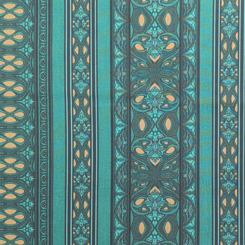 Shades of the Season Jinny Beyer for RJR Fashion Fabrics - Green, Black, Gold Border Stripe Fabric