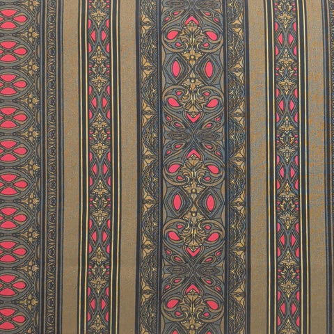 Shades of the Season Jinny Beyer for RJR Fashion Fabrics - Antique Gold, Black, Red Border Stripe Fabric