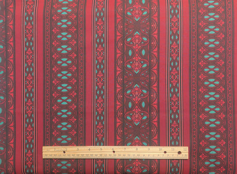 Shades of the Season Jinny Beyer for RJR Fashion Fabrics - Red, Black, Turquoise Border Stripe Fabric