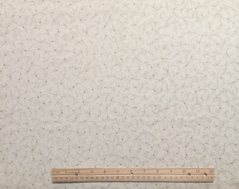 Winter Silhouette RJR Fashion Fabrics for the Quilters by the Quilters - Cream Fabric/Antique Gold Holly Silhouette / Gold Metallic Berries