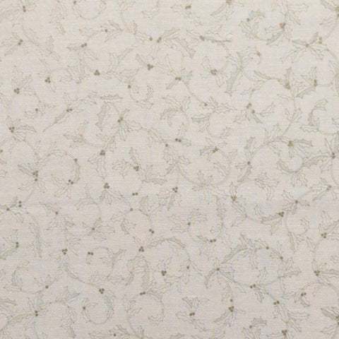 Winter Silhouette RJR Fashion Fabrics for the Quilters by the Quilters - Cream Fabric/Antique Gold Holly Silhouette / Gold Metallic Berries