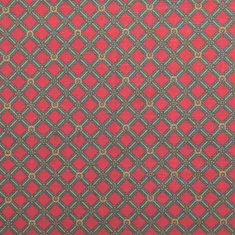 Jinny Beyer for Mr RJR Fashion Fabrics - Dark Red Fabric / Teal, Gold Diamond Print