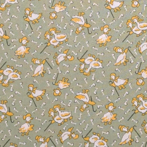 1930's Quilt Revival Collection Reproductions New England Quilt Museum RJR Fashion Fabrics - Green Fabric / White, Gold Goose, Musical Note