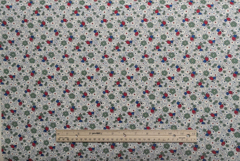 Judie Rothermel for Marcus Brothers Textiles - White Fabric / Red, Blue, Green Packed Flower Print