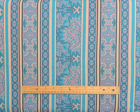 Alsace by Jinny Beyer for RJR Fashion Fabrics - Turquoise, Pink, Tan Border Stripe Fabric