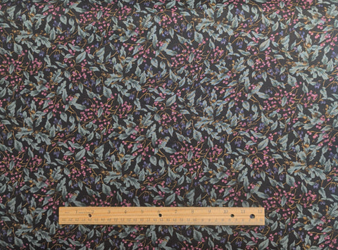Hoffman California Fabrics - Black Fabric / Purple, Burgundy, Green Packed Vine and Berry Print
