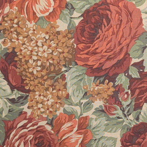 Coventry Collection Hoffman California Fabrics - Tan Fabric / Red, Gold, Green Packed Flower Print