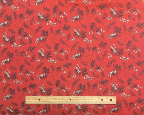 The Lowell Collection The New England Quilt Museum RJR Fashion Fabrics - Red Fabric / White, Black Flower, Vine Print